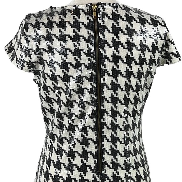 Stunning! eci New York Black & White Clear Sequins Houndstooth Print Dre… - Picture 9 of 12